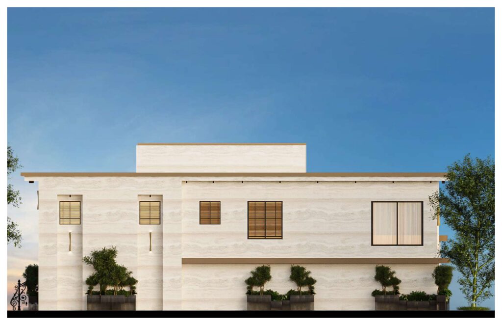 تصميم واجهة فيلا عصرية بالرياض — تكسية خارجية فاخرة وإضاءة — بنان للديكور